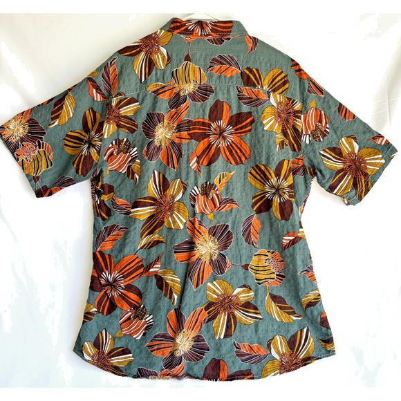 Jogal Men's Hawaiian Button Short Sleeve Shirt Flower Design - Picture 3 of 4
